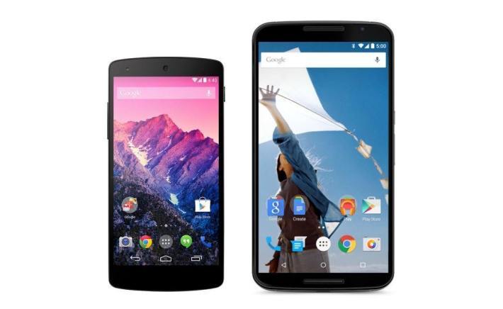 Nexus 6 vs Nexus 5 front