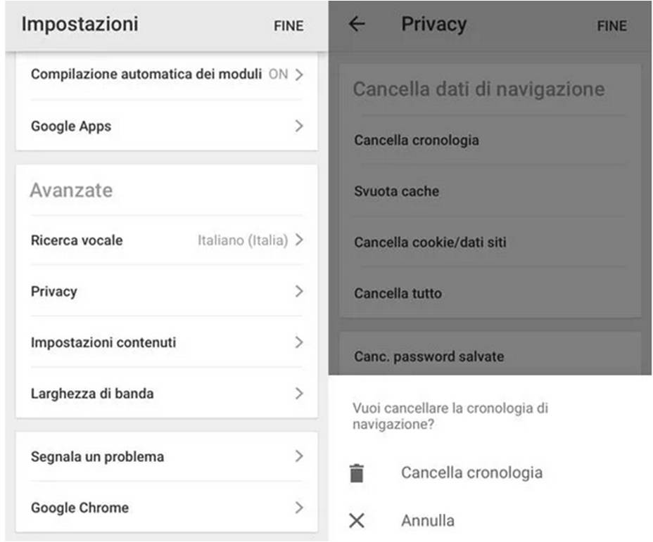 cancellare cronologia safari da iphone