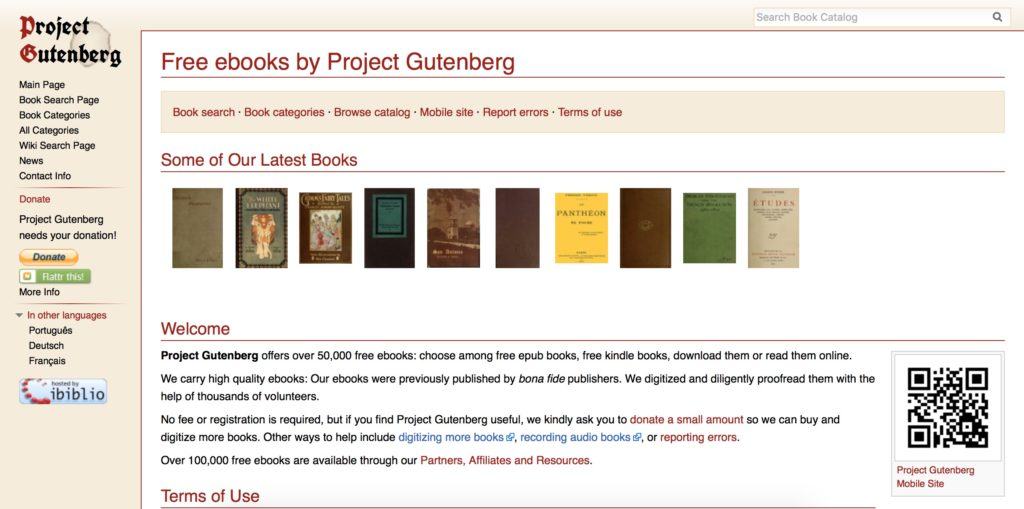 Project Gutenberg vuole rendere omaggio all'inventore della stampa rendendo disponibili gratuitamente migliaia di libri in formato ebook e epub.