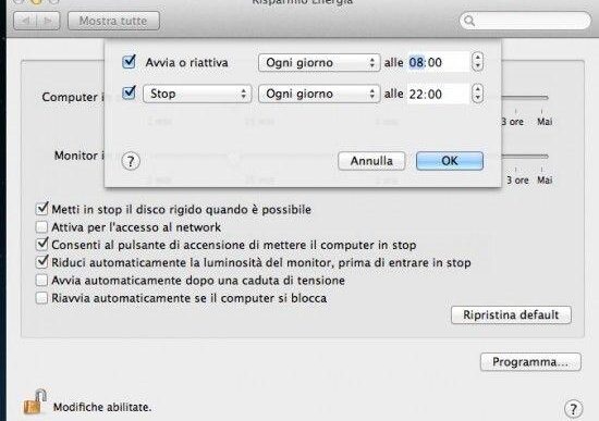 come spegnere automaticamente il Mac