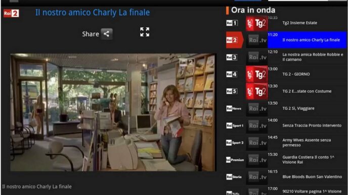 guardare la tv su Android Rai.Tv