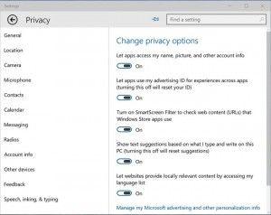 privacy Windows 10