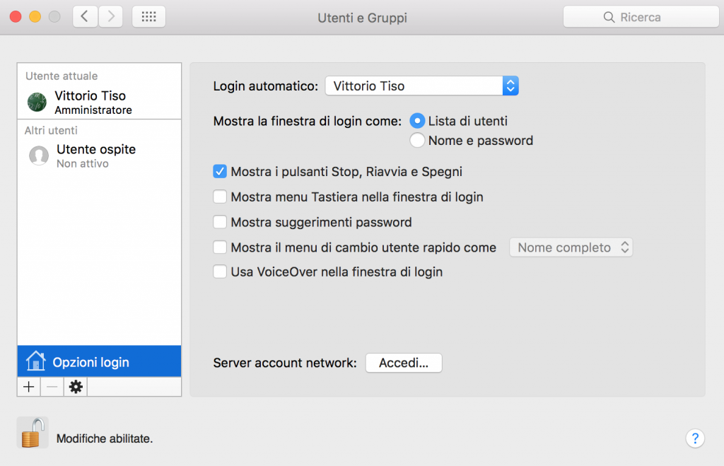 Come abilitare il login automatico su OS X El Capitan passaggio 3