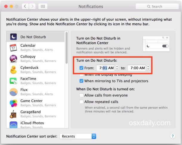 Come disabilitare le notifiche di OS X El Capitan in maniera permanente