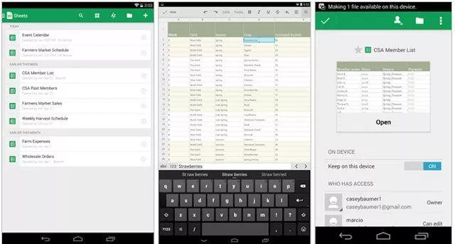 Fogli Google Android