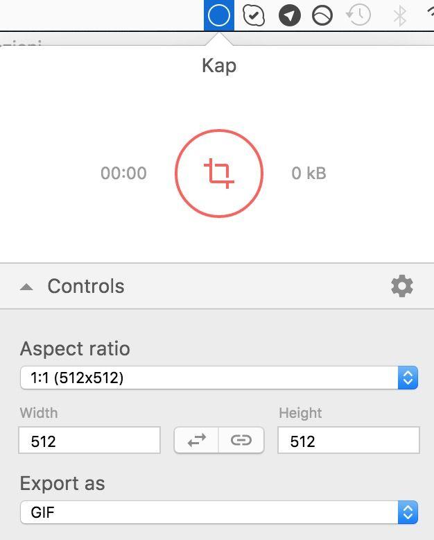 opzioni dell'applicazione Kap per registrare lo schermo su Mac