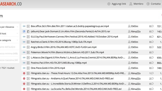 Utilizzando MegaSearch potrete trovare i file hostati su diversi siti, tra cui Mega, e filtrare i risultati per diversi parametri.