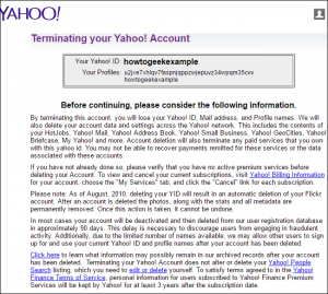 cancellare account yahoo mail - step 2