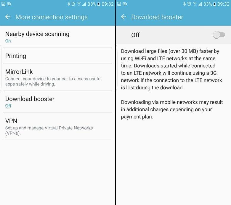 Come attivare la funzione Download Booster su Galaxy S7