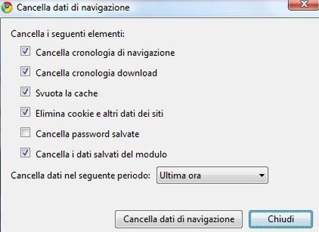 come svuotare cache Google Chrome