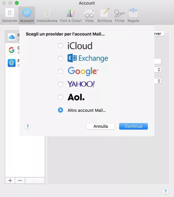 configurare aruba mail con apple mail mac