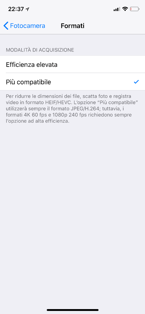 Ottimizzare lo spazio di archiviazione su iPhone X