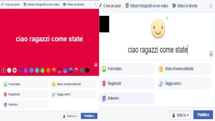 Come scrivere stati colorati su Facebook da smartphone