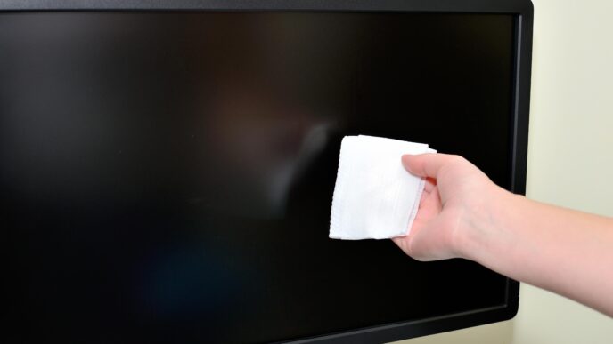 pulire lo schermo con un panno in microfibra