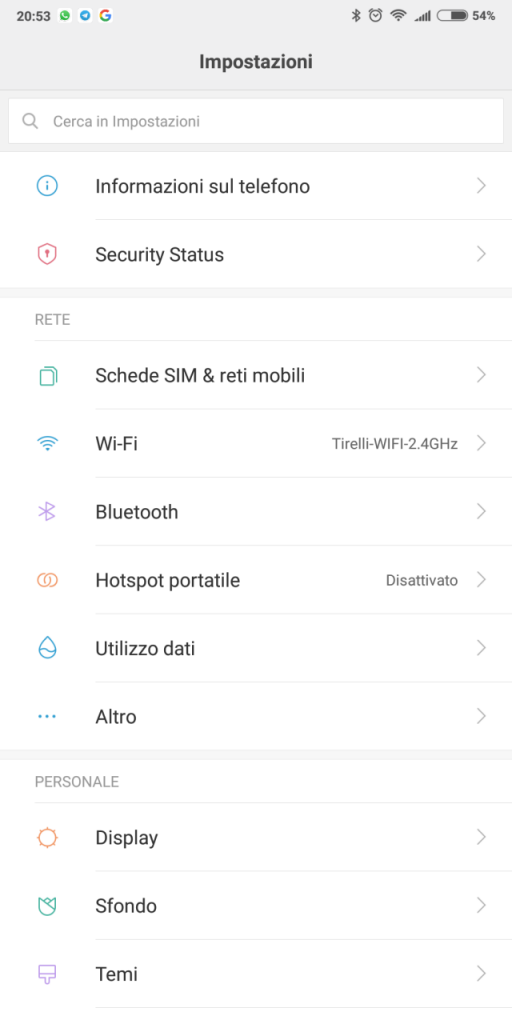 sblocco con il volto xiaomi - passaggio 1 - impostazioni