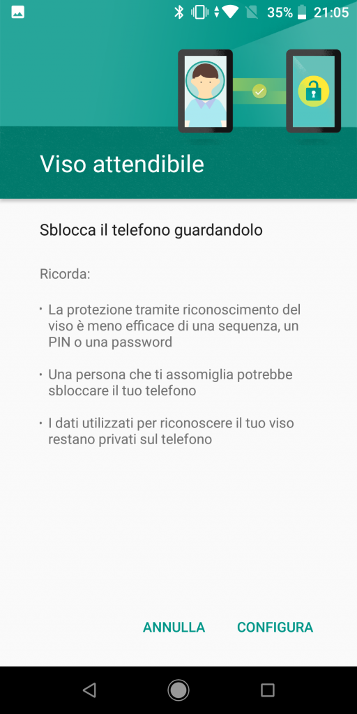 face unlock xiaomi mi a2 a1 - passaggio 5 - configura sblocco volto