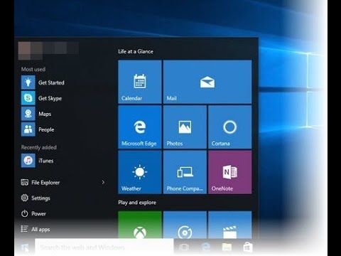 Il menu' start di Windows 10