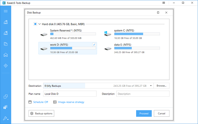 Un valido software per backup: la schermata principale