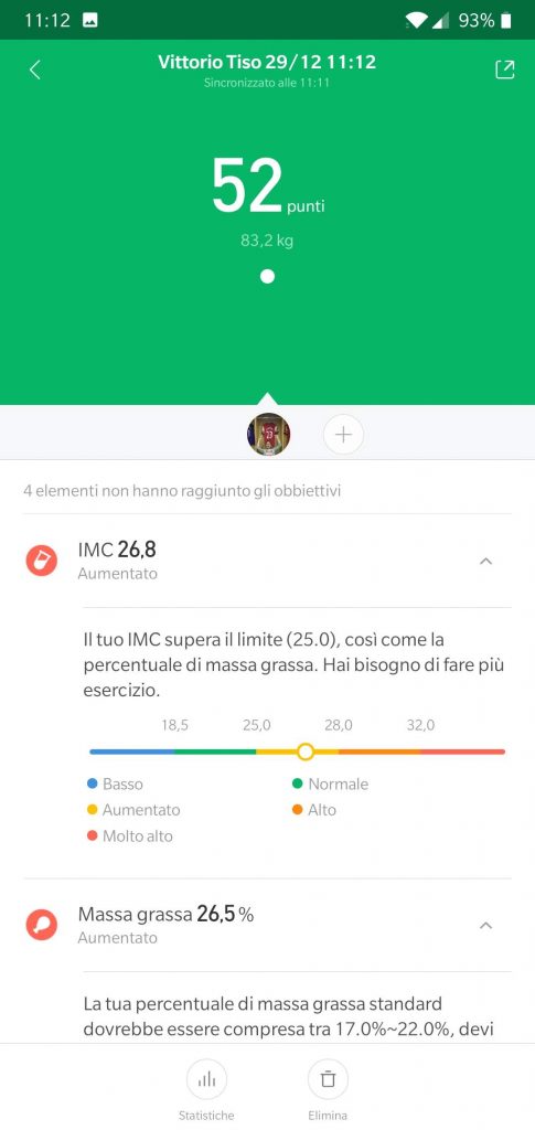 Recensione Xiaomi Mi Body Composition Scale - mi fiti dati 1