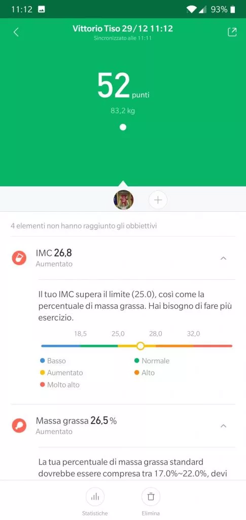 Recensione Xiaomi Mi Body Composition Scale - mi fiti dati 1