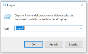 barra di ricerca windows 10 con cortana - regedit