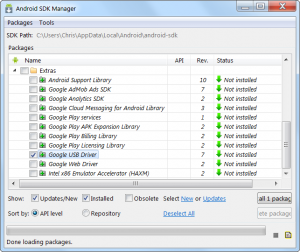 La finestra "Android SDK Manager"
