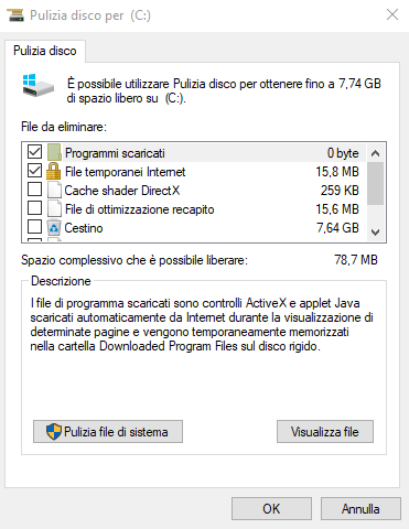 Pulizia Disco Windows 10