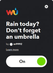 applet ifttt per sapere se oggi pioverà