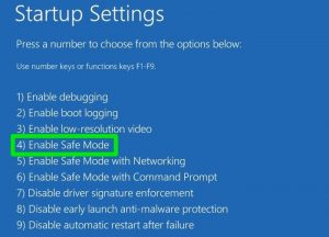 Safe Mode windows 10