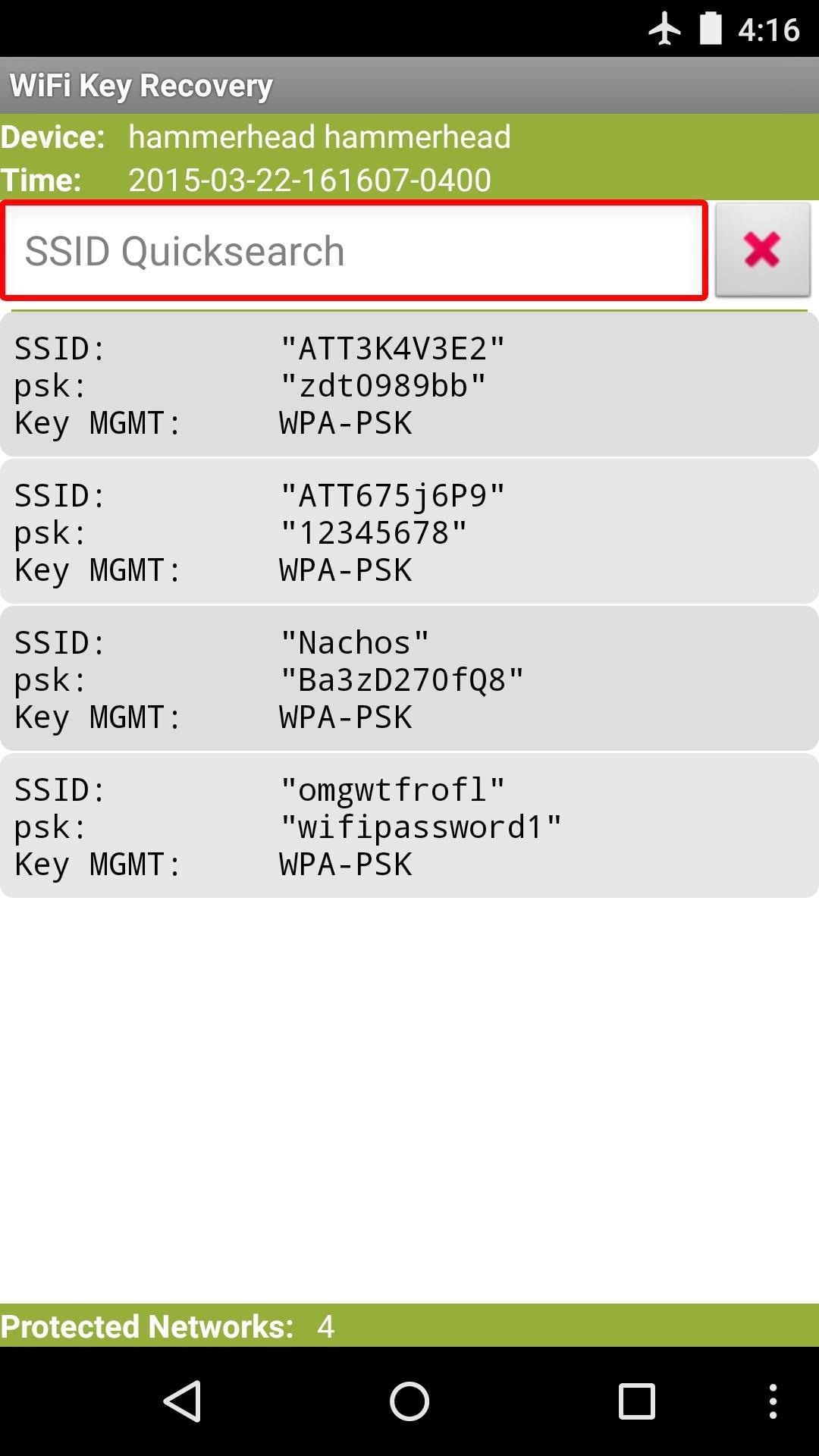 SSID Quicksearch