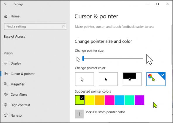 how do i change the cursor color in windows 10