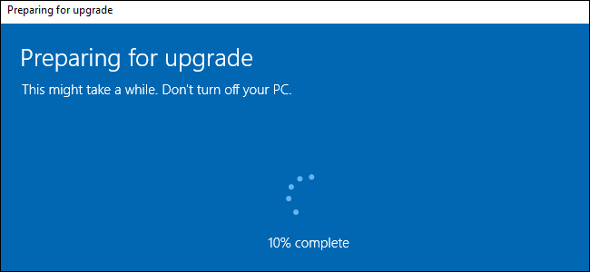 La pagina di aggiornamento di Windows 10.