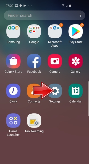 L'icona "Impostazioni" in Galaxy S10