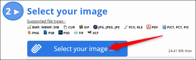 Il pulsante Select your image…