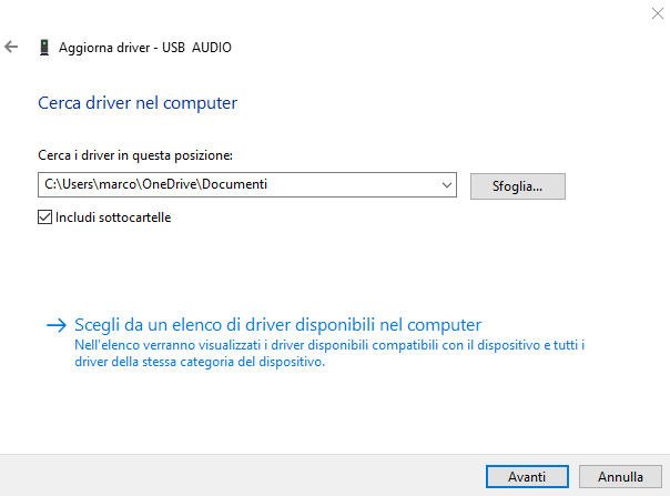 Aggiornamento USB Audio