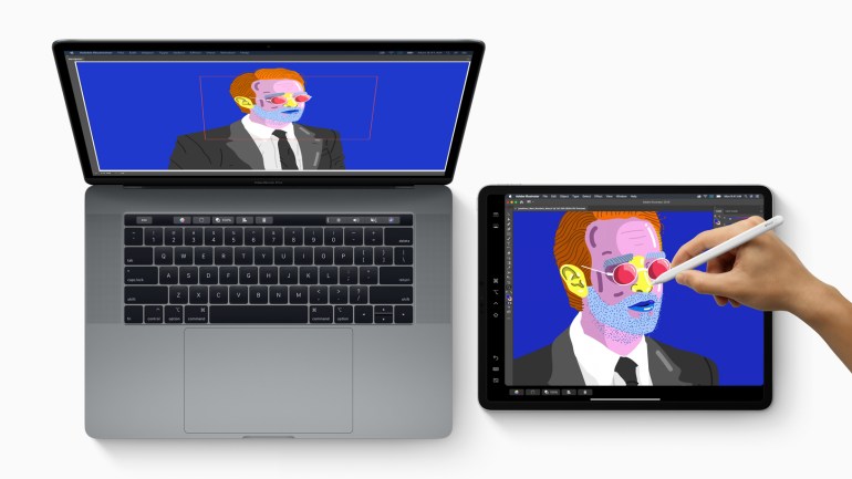 iPad e Apple Pencil vengono utilizzati per disegnare in un Mac