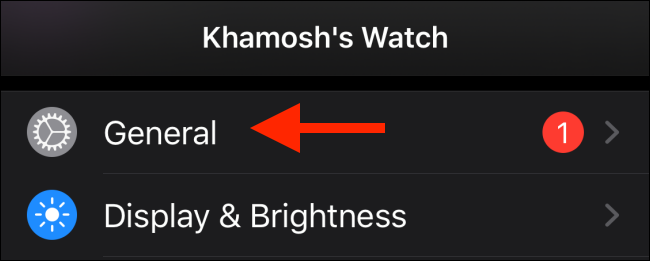 L'opzione "Generale" nell'applicazione Watch