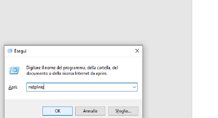 Cambiare password: lo strumento "Esegui"