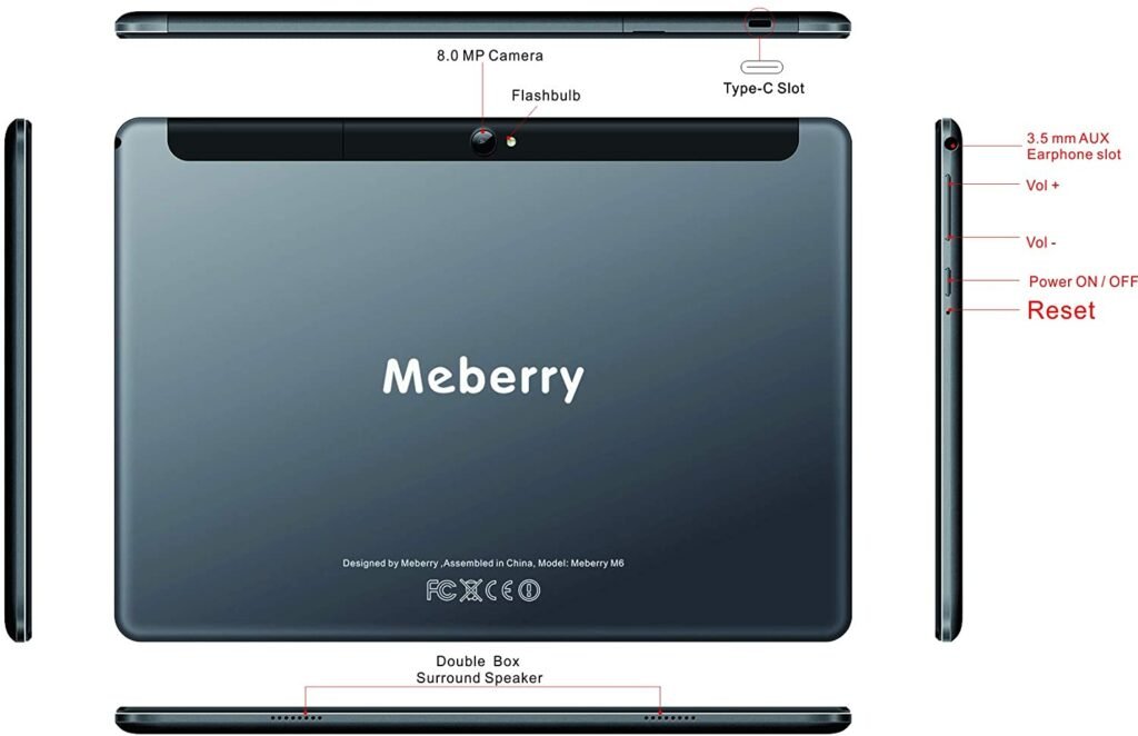 Custodia Con Tastiera Bluetooth MEBERRY Per Tablet 10 Pollici – Tastiera Rimovibile In Spagnolo Con Ñ – Pelle Sintetica – Supporto Regolabile
