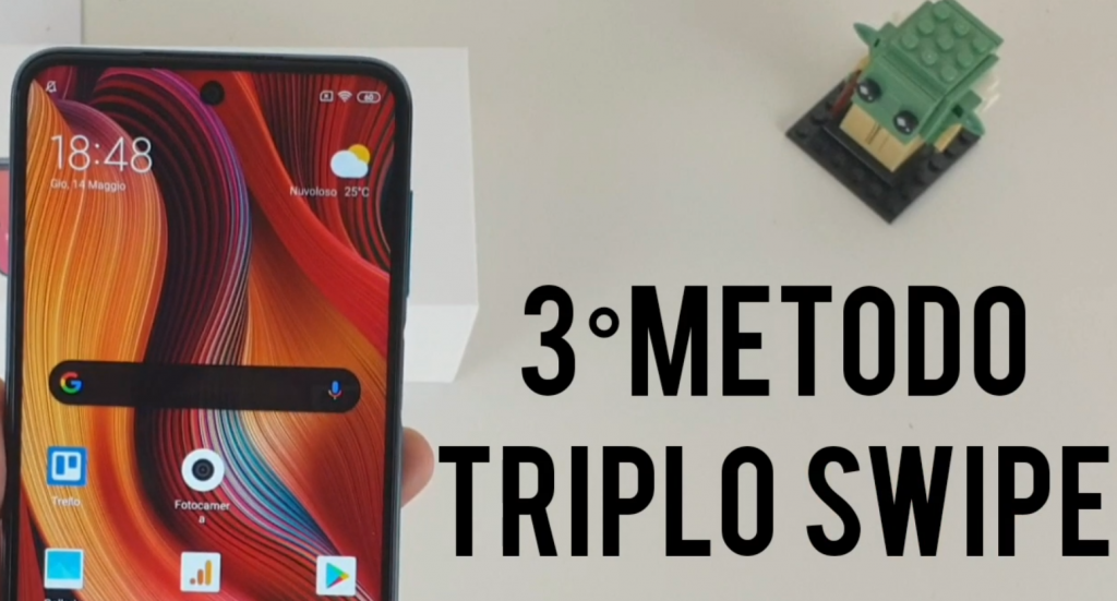 screenshot redmi note 9s - miui 11 e miui 12- metodo triplo swipe