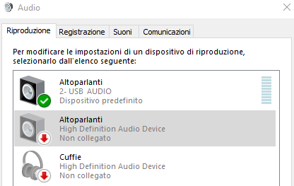 gestisci dispositivi audio