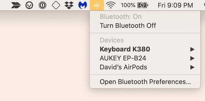 L'area Bluetooth in un Mac