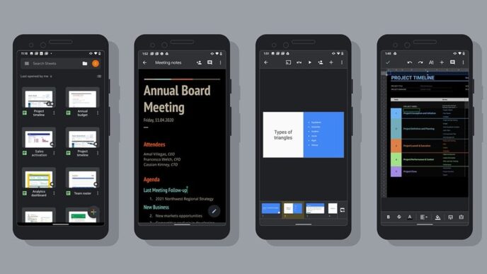 tema scuro Documenti, Fogli Presentazioni