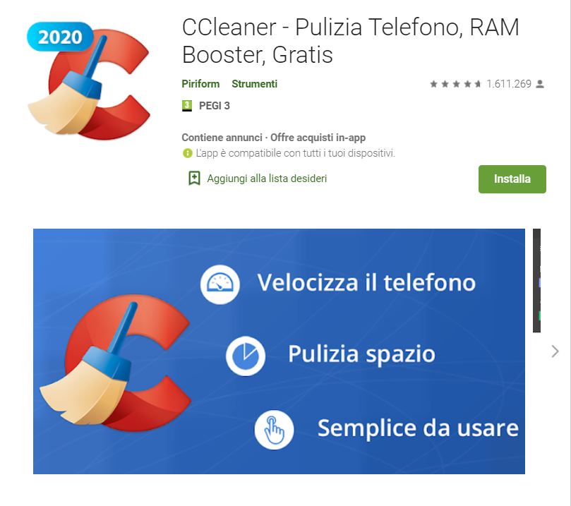 ccleaner - app per liberare spazio sul tuo smartphone Android