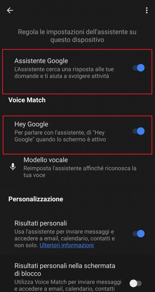 voice match assistente google