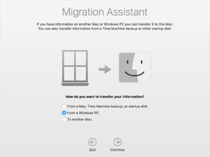 migration assistant da winodws a mac