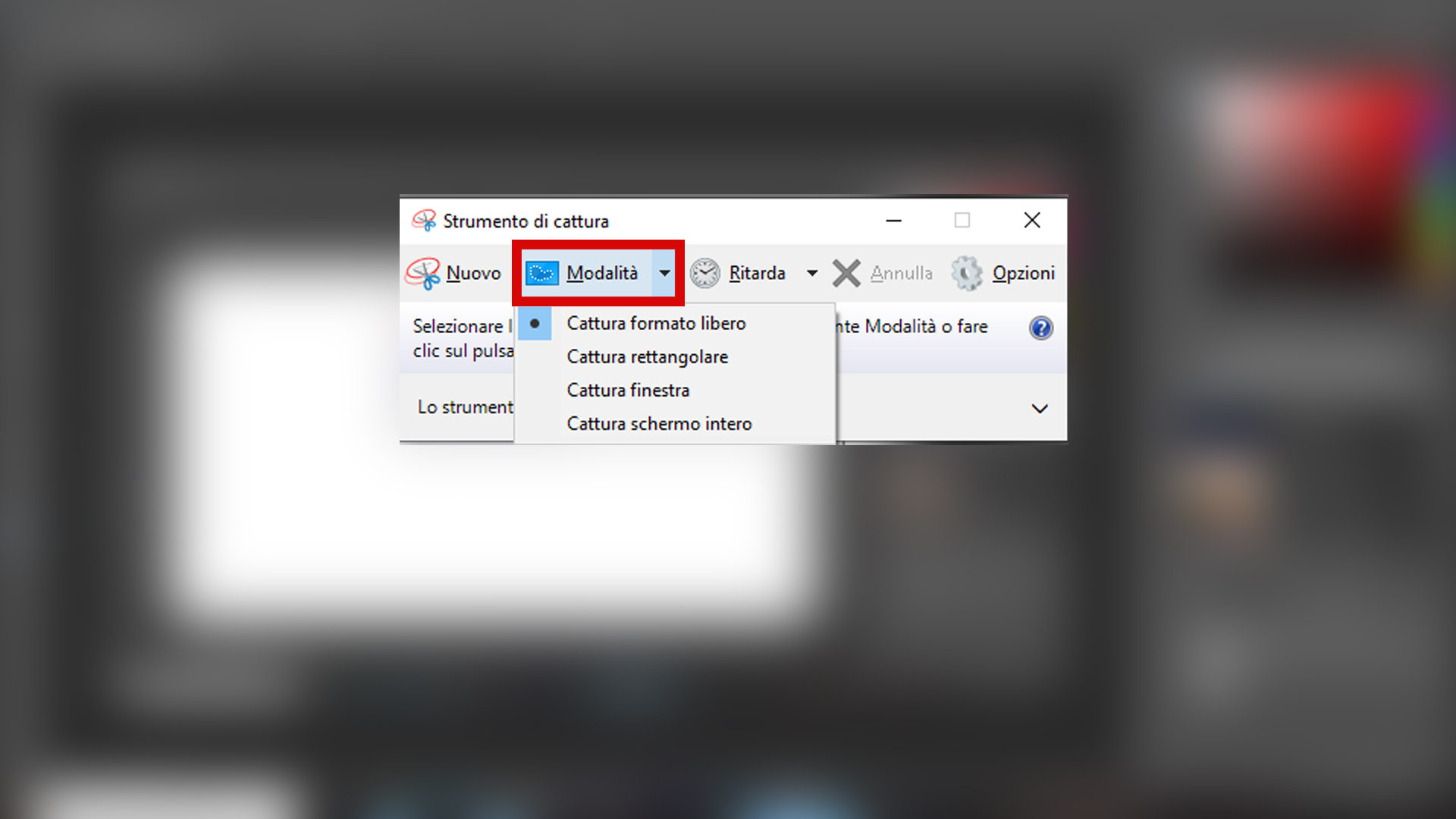 Lo "Strumento di cattura", per scattare degli screenshot in Windows 10