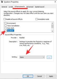 regolare l'equalizzatore su windows regolare l'equalizzatore su windows