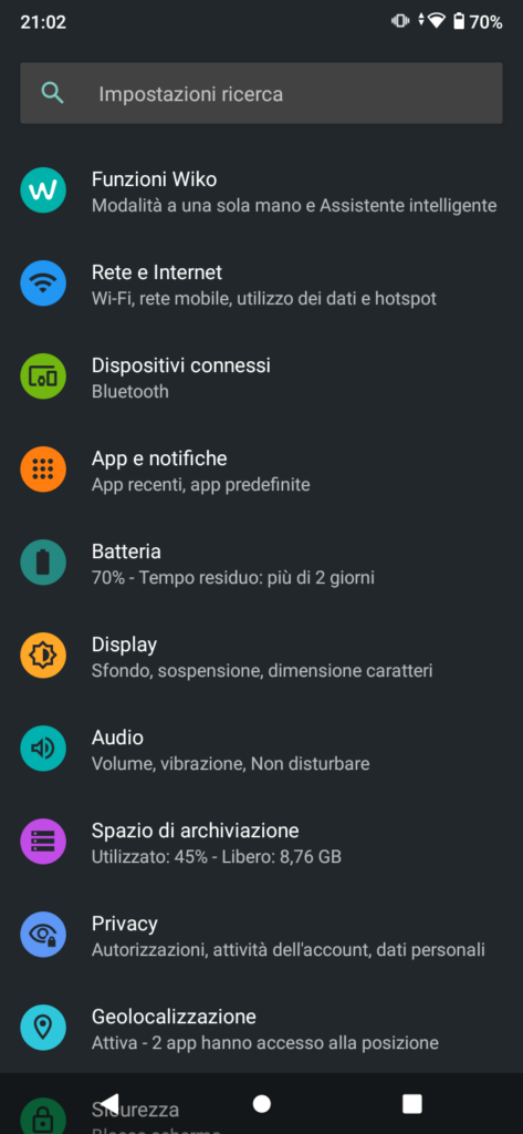 recensione wiko y62 scherma impostazioni