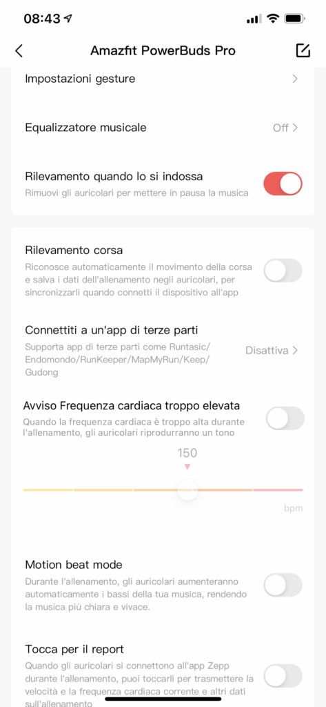 app zepp - Amazfit Powerbuds Pro - screenshot altre funzioni